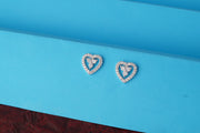 925 Sterling Silver Rhodium Plated Heart Shaped Studs Earrings